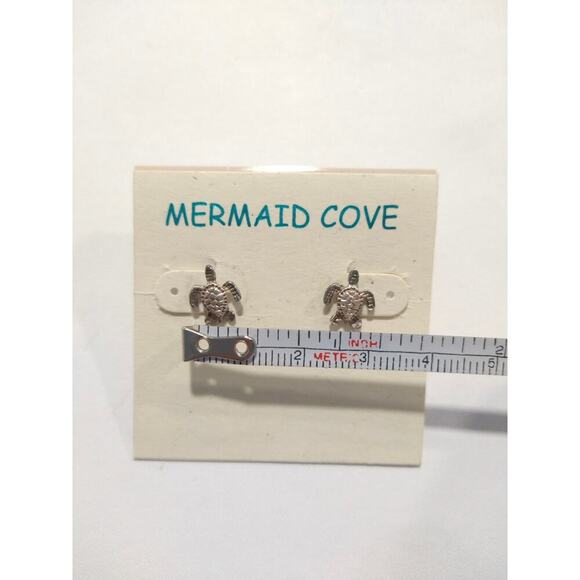 Mermaid Cove 925 Sterling Silver Stud Earrings Mini Seaturtle Turtle Posts - Picture 3 of 4